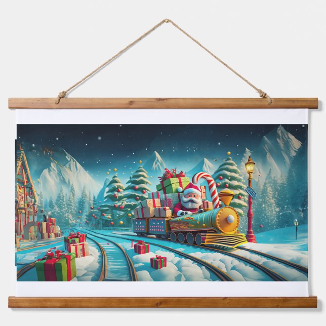 Tapisserie murale en bois Père Noël Pôle Nord Expr (Devant)