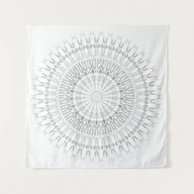 Tapisserie murale en mandala blanc gris (Devant)