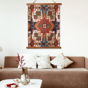 Tapisserie murale Kilim Anatolien rouge brûlé vint