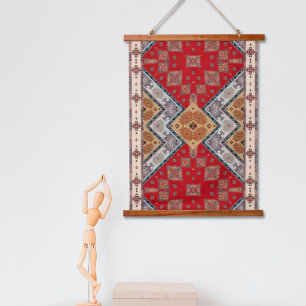Tapisserie murale orientale kilim turc beige rouge