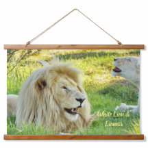 Tapisserie murale recouverte de bois Lion blanc & 
