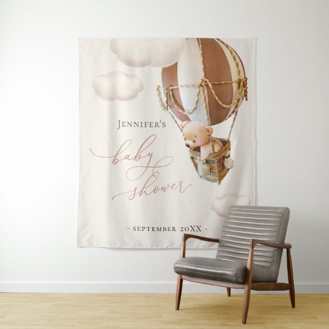 Tapisserie neutre avec ballons ours (En situation)