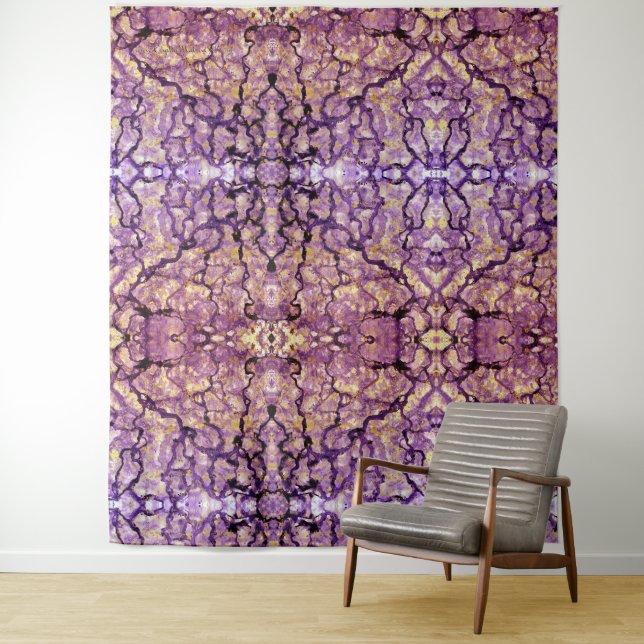 Tapisserie peinture Abstraite, Rouge-Violet Insigh (En situation)