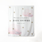 Tapisserie pour Baby Shower avec Étoiles Dorées et