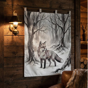 Tapisserie Renard d'Hiver   Art de la Forêt enneig