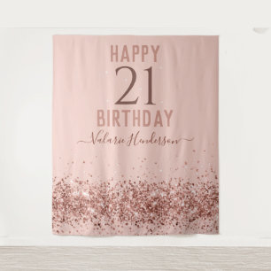 Tapisserie Rose Gold Rose Clair Joyeux 21e Anniver