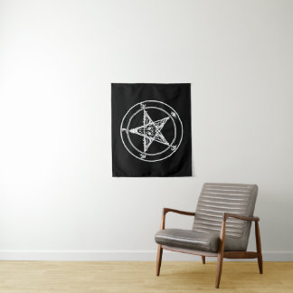 Tapisserie satanique noire et blanche pour autel