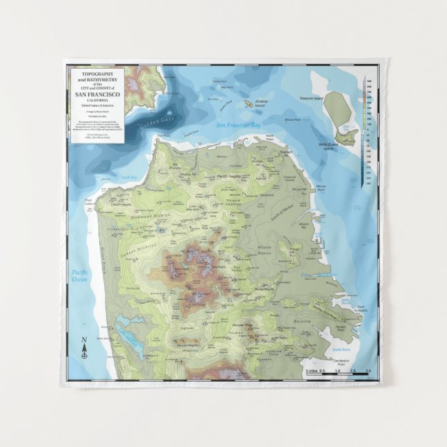 Tapisserie - SF Carte topographique et bathymétriq (Devant)