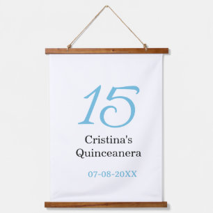 Tapisserie Suspendue 15e anniversaire de quinceanera bleu noir lettre n
