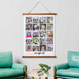 Tapisserie Suspendue 20 Photo Collage - Texte De Famille En Bas - Blanc