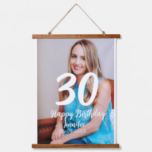 Tapisserie Suspendue 30e anniversaire ajouter nom date année photo blan