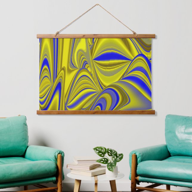 Tapisserie Suspendue 3D Abstrait en or jaune bleu vert (Salon)
