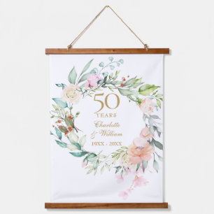 Tapisserie Suspendue 50e anniversaire Mariage d'or Rose Floral