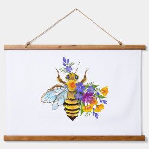 Tapisserie Suspendue Abeille à fleurs avec plantes sauvages