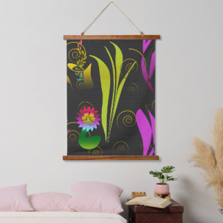 Tapisserie Suspendue Abstract Floral with Spirals 1