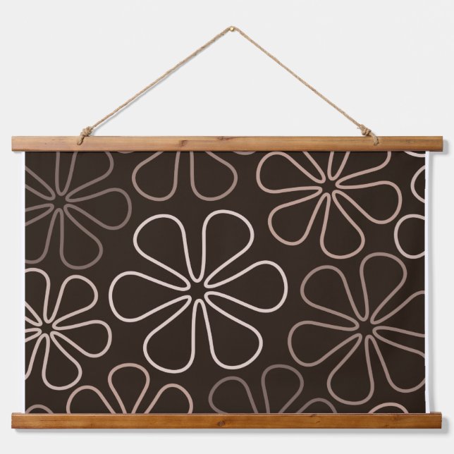 Tapisserie Suspendue Abstrait Big Flower Outlines Browns & Creams (Devant)