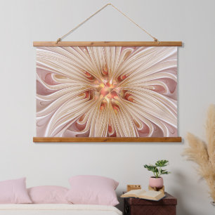 Tapisserie Suspendue Abstrait Moderne Peach Pastel Flower Fractal Art