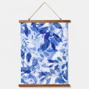 Tapisserie Suspendue Abstraits Feuilles bleu et blanc