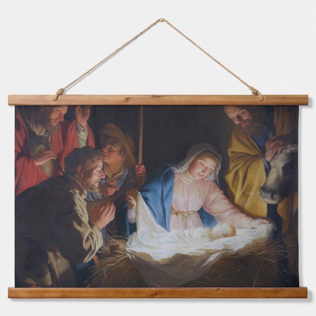 Tapisserie Suspendue Adoration des bergers - Honthorst - Noël (Devant)