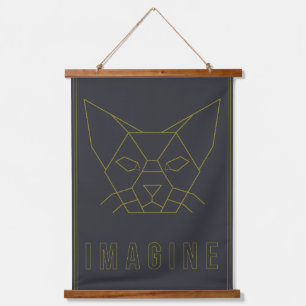 Tapisserie Suspendue Affiche d'affirmation avec chat jaune origami