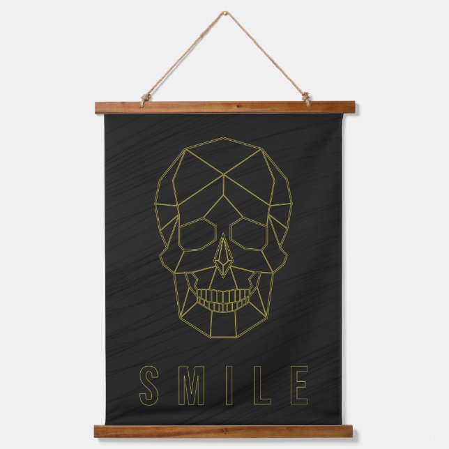 Tapisserie Suspendue Affiche d'affirmation de sourire crâne d'origami j (Recto)