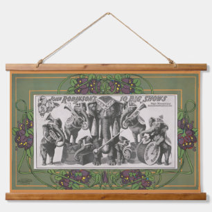 Tapisserie Suspendue Affiche De Cirque D'Éléphants Jouant D'Instruments