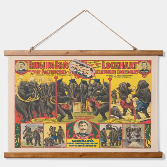 Tapisserie Suspendue Affiche De Cirque D'Éléphants Qui Se Déroulent (Devant)