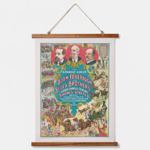 Tapisserie Suspendue Affiche de cirque montrant de nombreuses scènes de