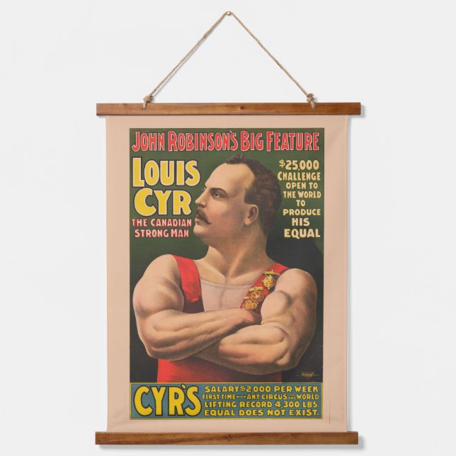 Tapisserie Suspendue Affiche De Cirque Montrant Louis Cyr Aux Armoiries (Recto)