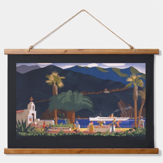 Tapisserie Suspendue Affiche de voyage - Père Noël Catalina Island, Cal (Devant)