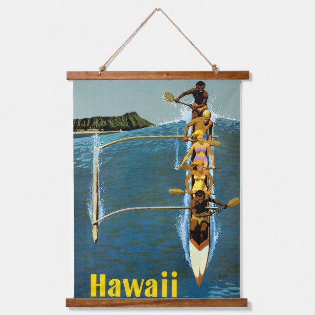 Tapisserie Suspendue Affiche De Voyage Pour United Air Lines Vers Hawai (Recto)