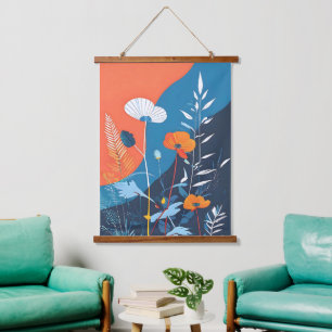 Tapisserie Suspendue Affiche Fleurs Vives Abstraites