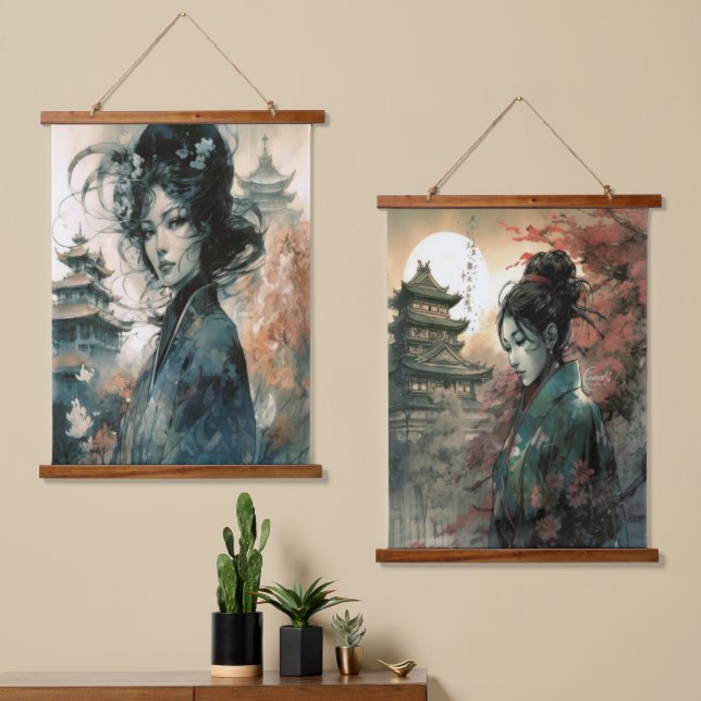 Tapisserie Suspendue Ài & Min Chinese Artwork Hanging Tapestry (Asymétrique)