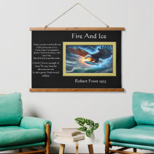 Tapisserie Suspendue Aigle Majestueux Du Feu Et De La Glace S'Attaquant