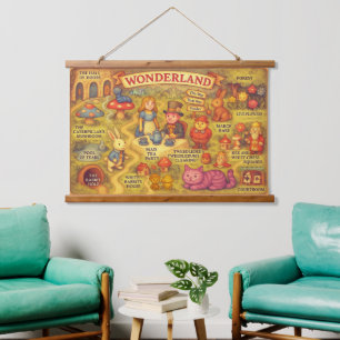 Tapisserie Suspendue Alice Fantaisiste Aventures dans la Carte de Wonde