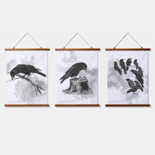 Tapisserie Suspendue Alimentez-les Amateurs de Crow Amateurs de cacahuè