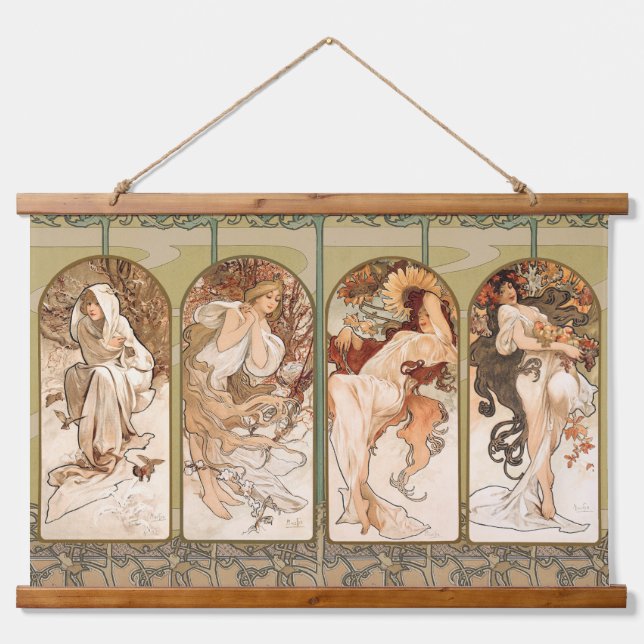 Tapisserie Suspendue Alphonse Mucha The Seasons 1897 Art Nouveau (Devant)