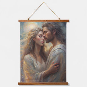 Tapisserie Suspendue Amants Éthérés Rêveur Romantique Huile 