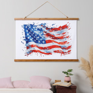 Tapisserie Suspendue American Flag USA Watercolor 4 juillet
