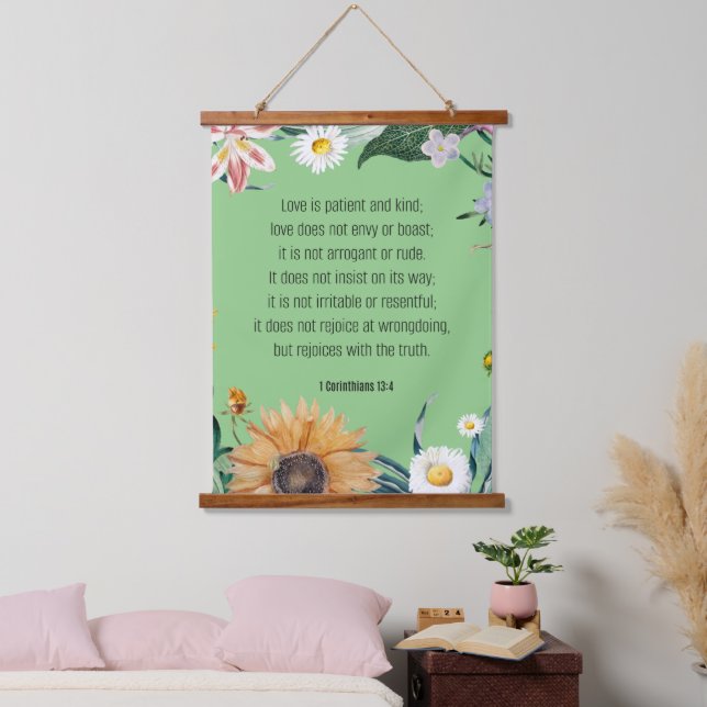 Tapisserie Suspendue Amour, 1 Corinthiens 13:4, (Chambre à coucher)