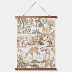 Tapisserie Suspendue Animaux de safari de la forêt à l'aquarelle