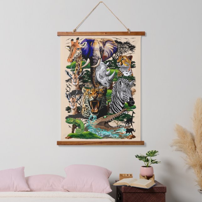 Tapisserie Suspendue Animaux sauvages de la Savane africaine (Chambre à coucher)