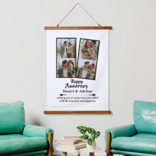 Tapisserie Suspendue Anniversaire de Mariage Amour 4 Collage Photo Coup