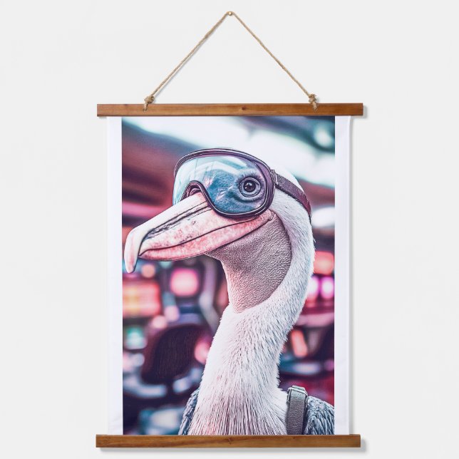 TAPISSERIE SUSPENDUE ANNONCE DE JEU PELICAN KENO. MASQUE DE PORTE (Recto)