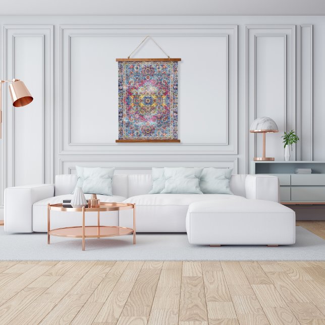 Tapisserie Suspendue Antique bleu foncé Fuchsia Perse désisté (Créateur téléchargé)