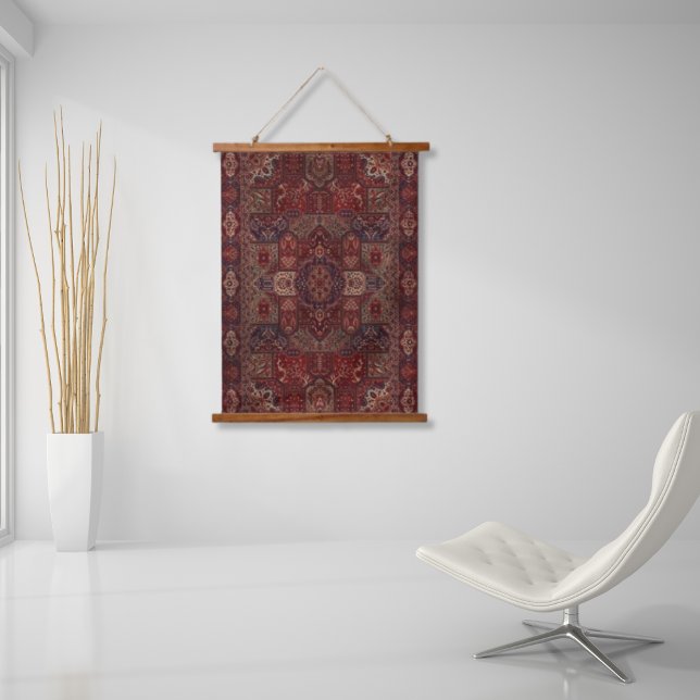 Tapisserie Suspendue Antique écarlate Oriental Rouge Perse Tabriz Rug (Créateur téléchargé)