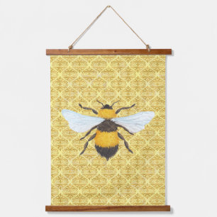 Tapisserie Suspendue Aquarelle Bee sur Damask