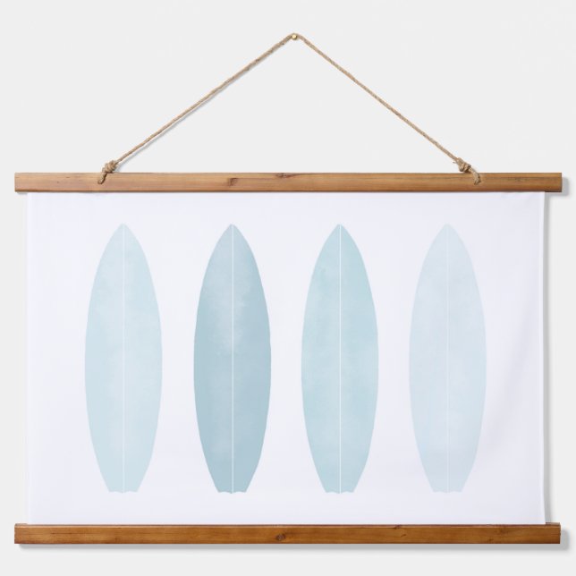 Tapisserie Suspendue Aquarelle bleue Surfboards Beach Nursery Decor (Devant)