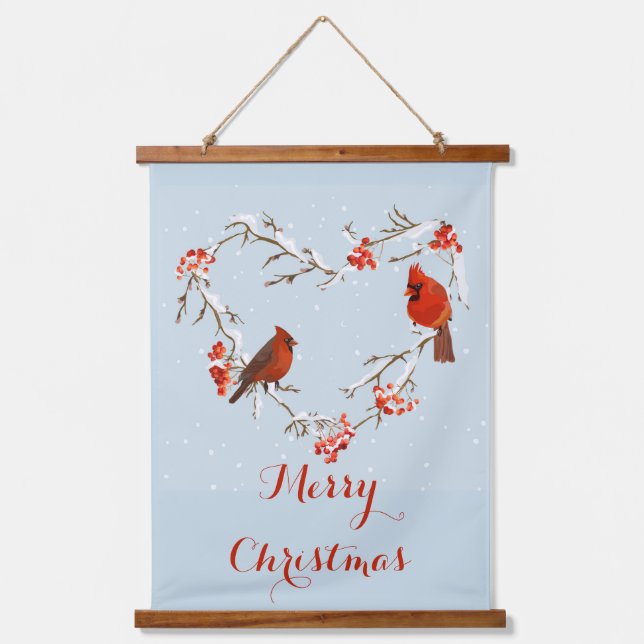 Tapisserie Suspendue Aquarelle Cardinal Oiseau rouge Fer de Noël Couron (Recto)