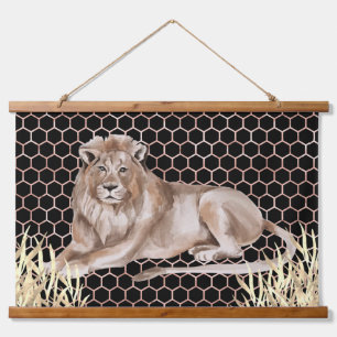 Tapisserie Suspendue Aquarelle de lion africain moderne